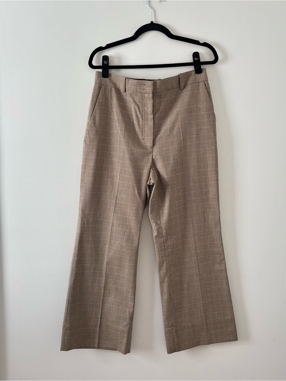 COS NWT Checked Flare Trousers Bottoms High-Rise Ankle Crop Plaid Print - Picture 4 of 9